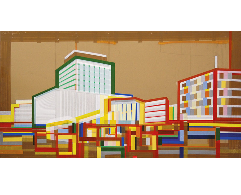 adhesive tape on cardboard 300x160 cm 2008